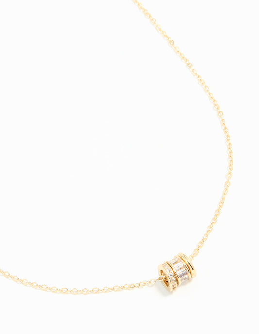 Gold Plated Brass Cubic Zirconia Rondell Necklace