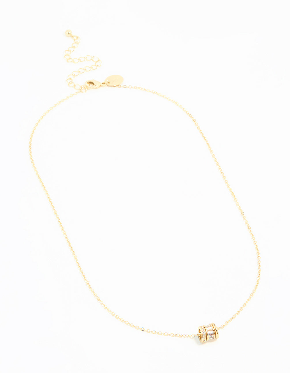 Gold Plated Brass Cubic Zirconia Rondell Necklace