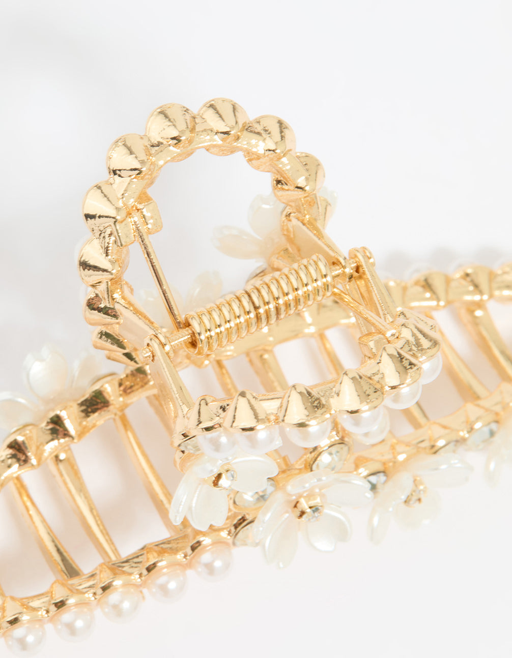 Gold Pearl Flower Twist Claw Clip