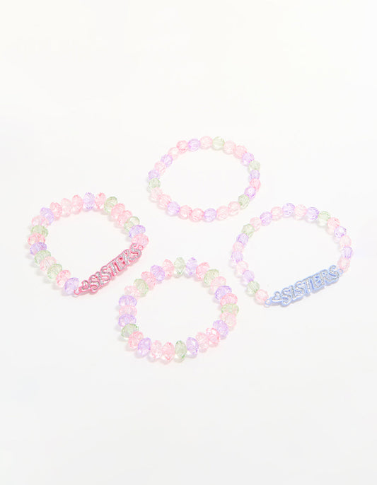 Kids Beaded Sister Stretch Bracelets 4-Pack