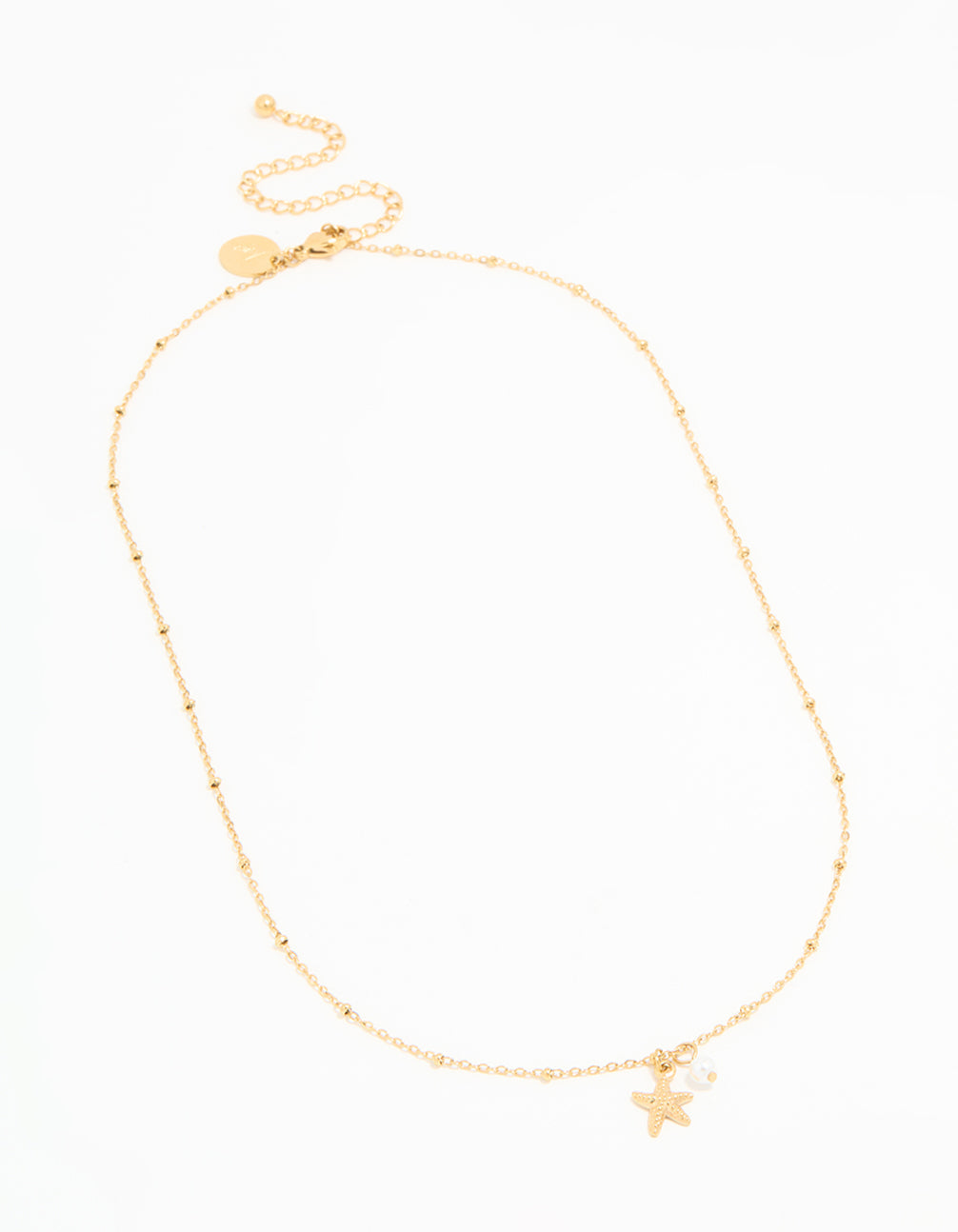 Waterproof Gold Plated Stainless Steel Pearl & Starfish Dainty Necklace