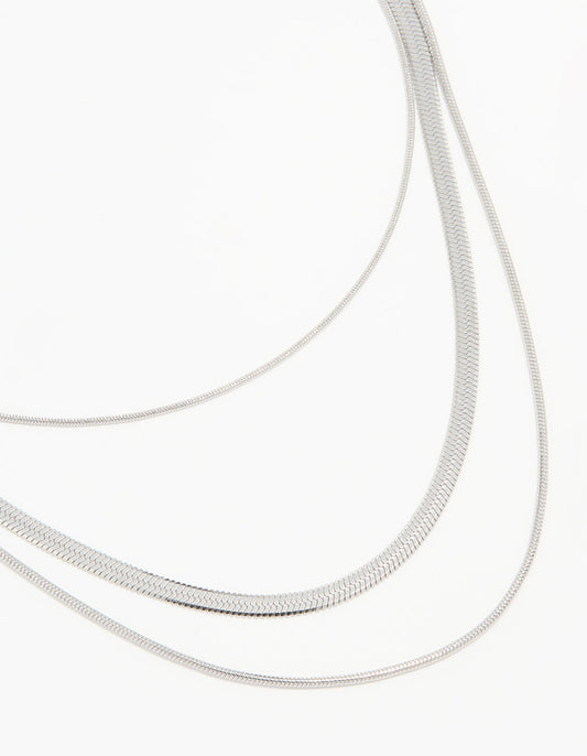 Waterproof Stainless Steel Triple Row Chain Necklace