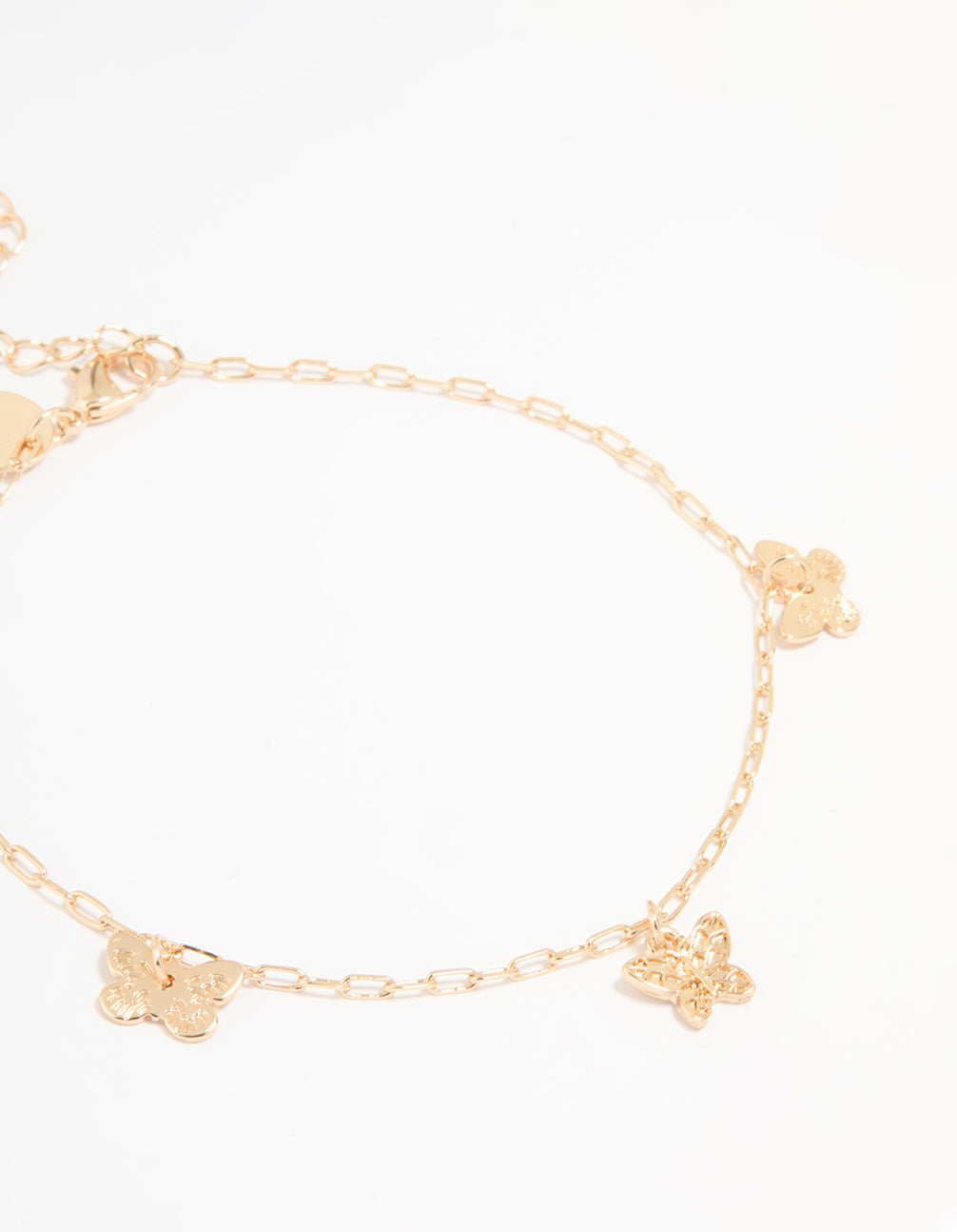 Gold Pearl & Butterfly Anklets 2-Pack