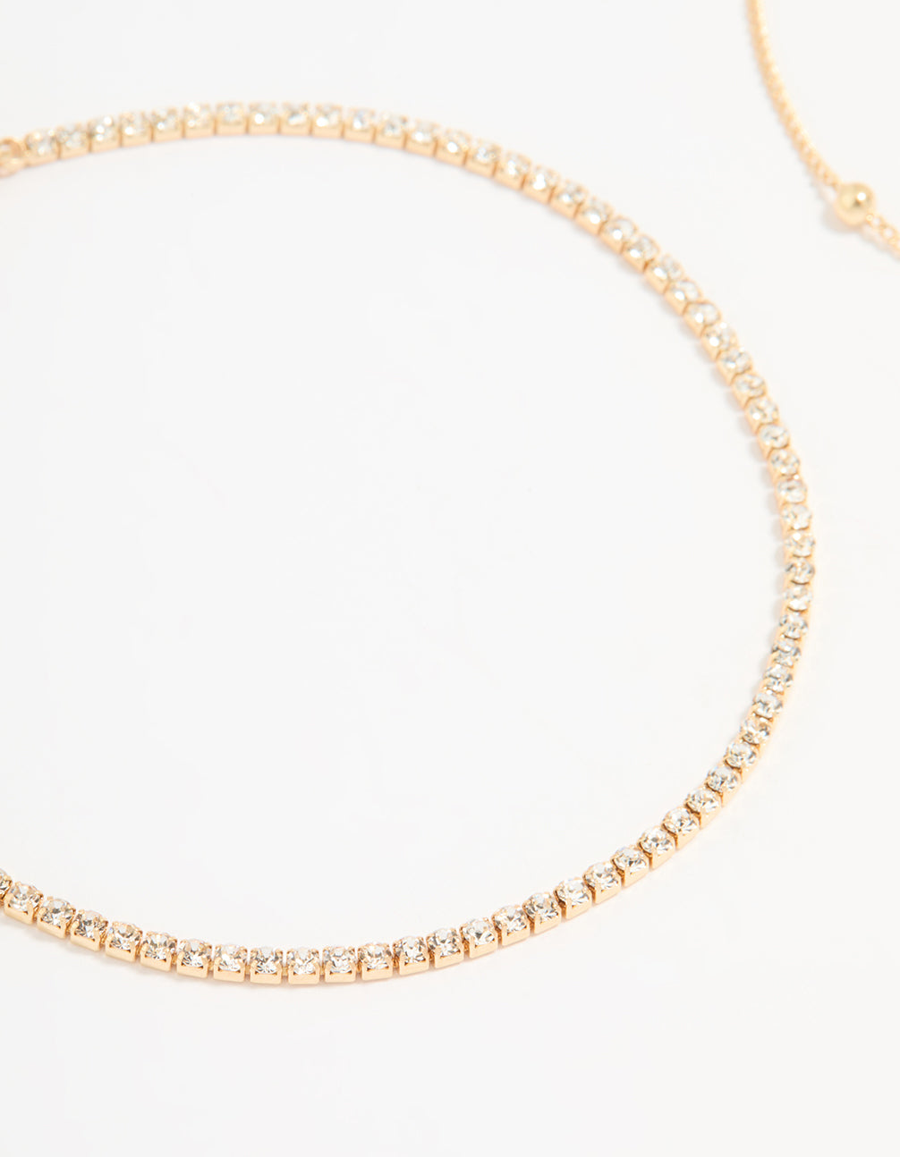 Gold Pearl Flower & Diamante Tennis Anklets 2-Pack