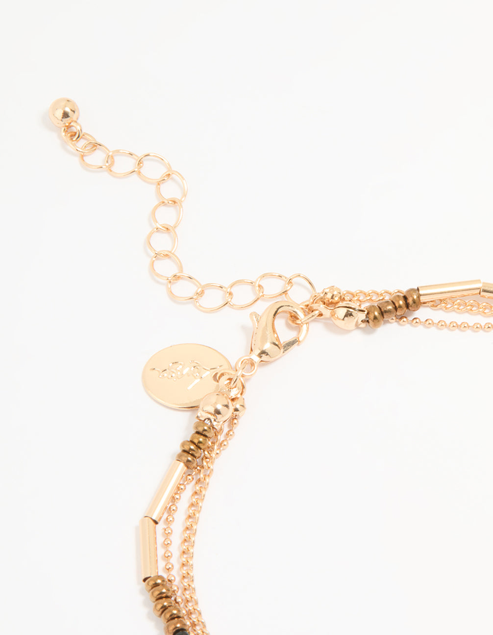 Antique Gold Blue Beaded & Leaf Layered Anklet