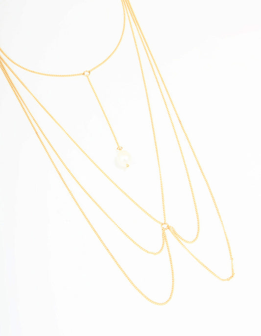 Gold Pearl Layered Body Chain