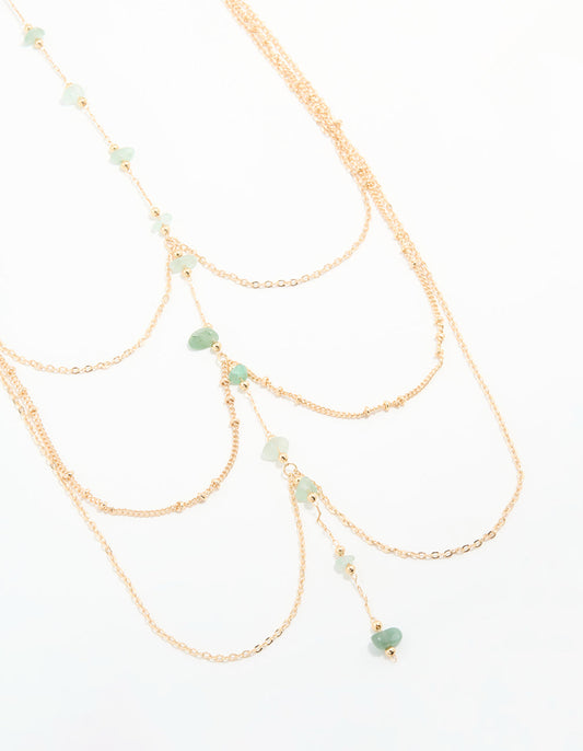 Gold Green Semi Precious Body Chain