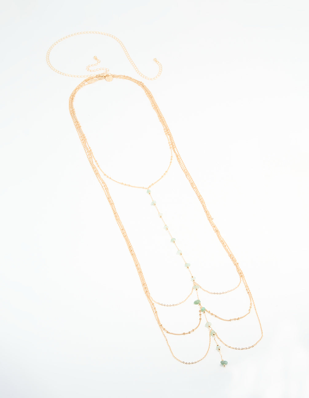 Gold Green Semi Precious Body Chain