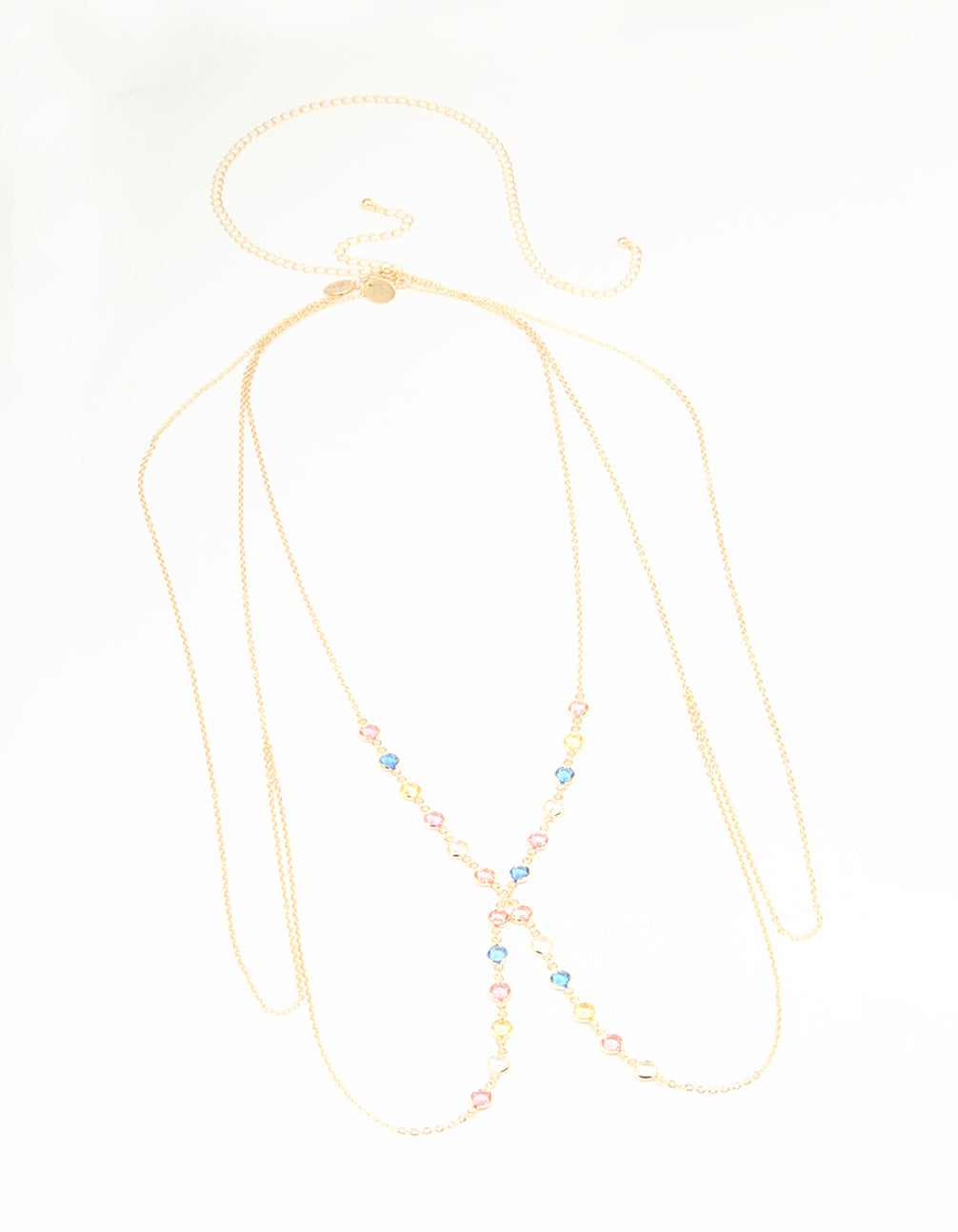 Gold Multicoloured Stone Body Chain
