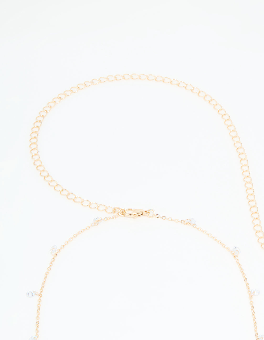 Gold Cubic Zirconia Droplet Waist Chain