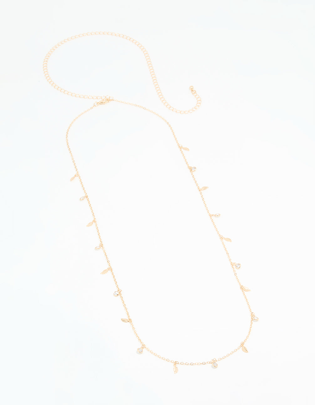 Gold Cubic Zirconia Leaf Waist Chain
