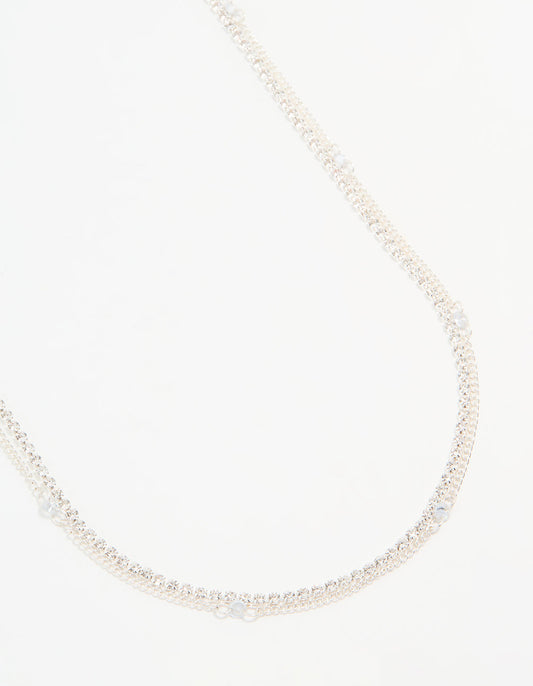 Silver Diamante Cupchain Waist Chain