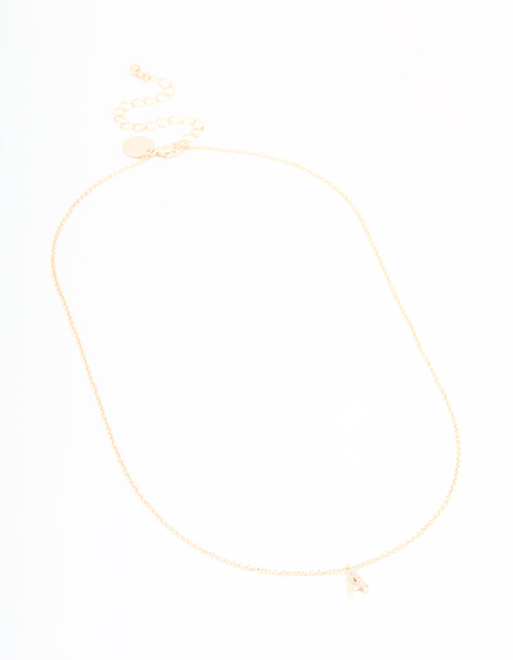 Rose Gold Plated Cubic Zirconia Letter A Necklace