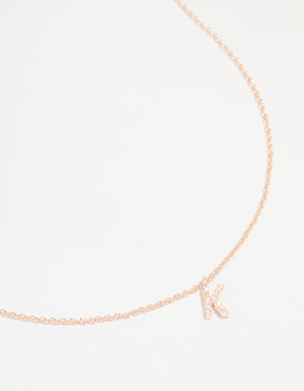 Rose Gold Plated Cubic Zirconia Letter K Necklace