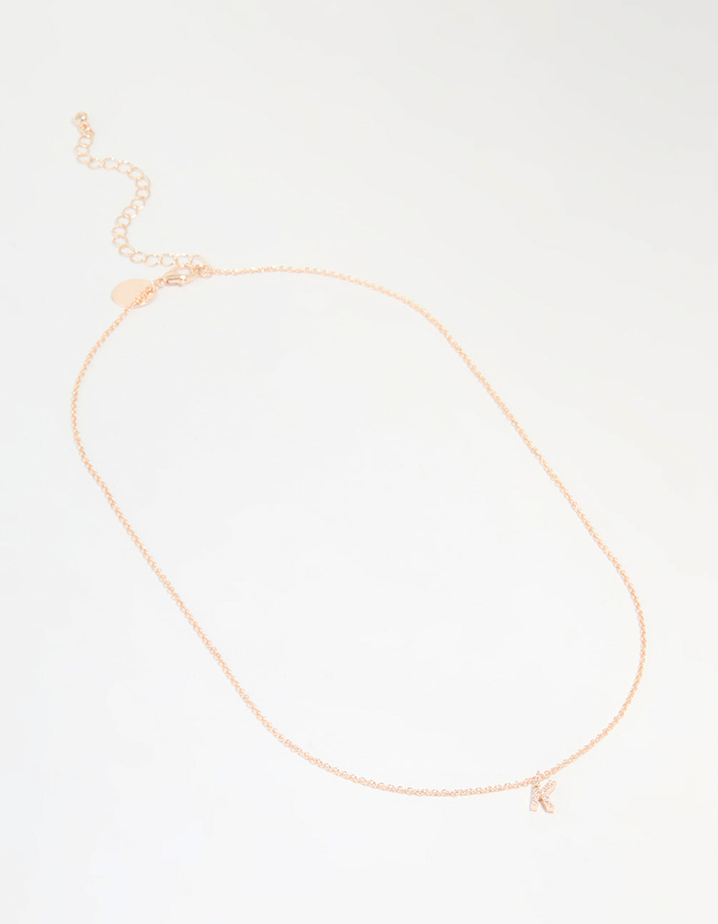 Rose Gold Plated Cubic Zirconia Letter K Necklace
