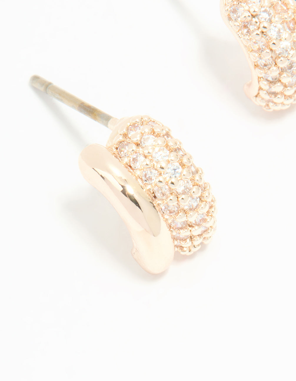 Rose Gold Plated Cubic Zirconia Double Row Stud Earrings