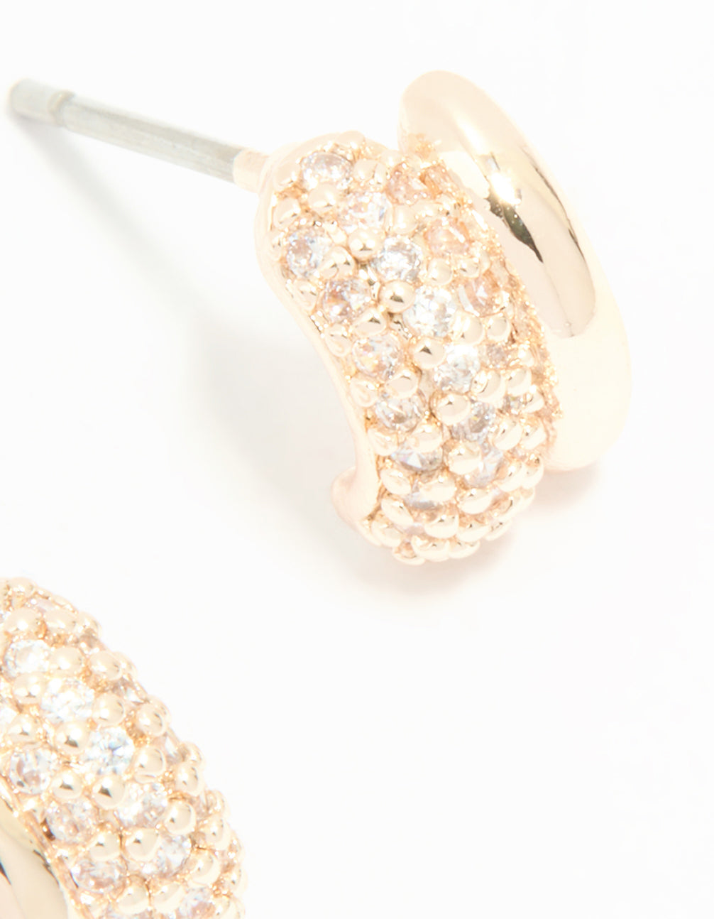 Rose Gold Plated Cubic Zirconia Double Row Stud Earrings