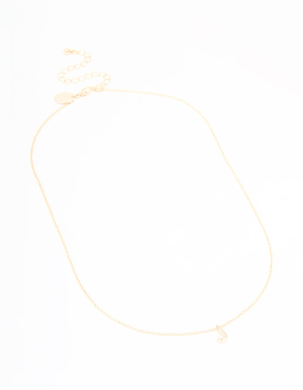 Rose Gold Plated Cubic Zirconia Letter J Necklace