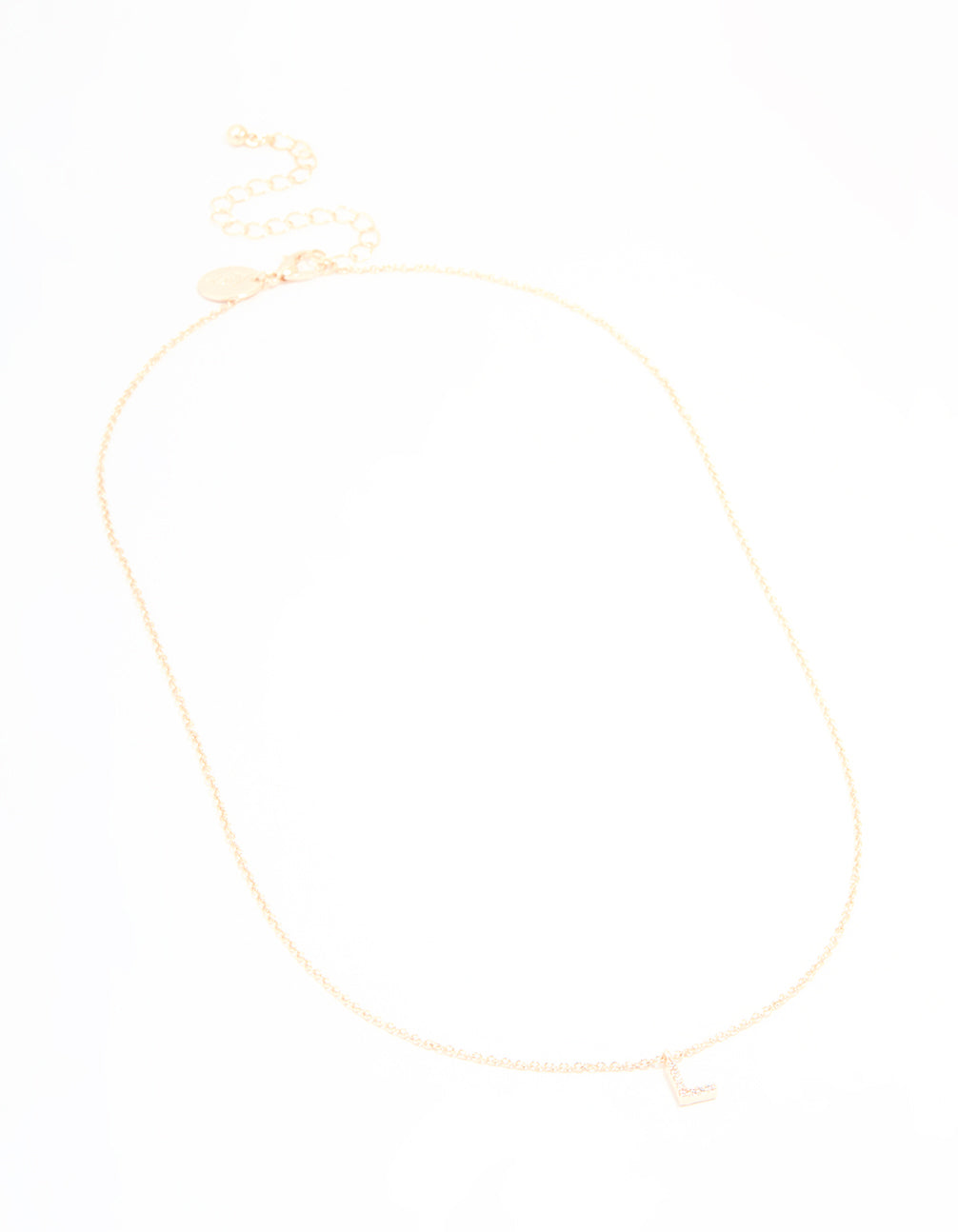 Rose Gold Plated Cubic Zirconia Letter L Necklace