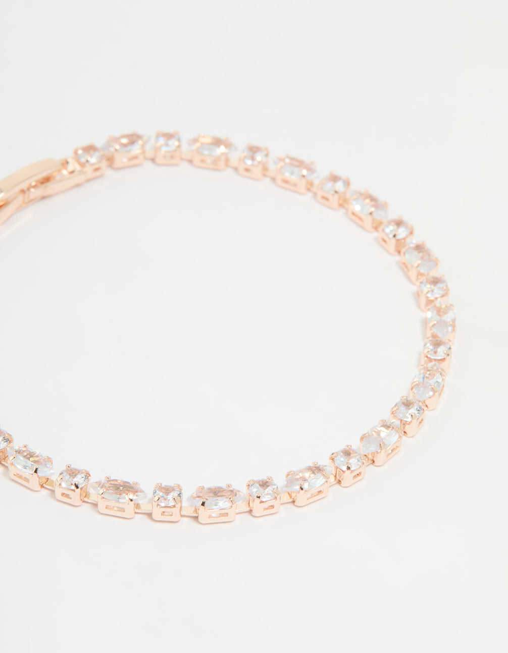 Rose Gold Plated Cubic Zirconia Tennis Bracelet & Drop Earrings Set