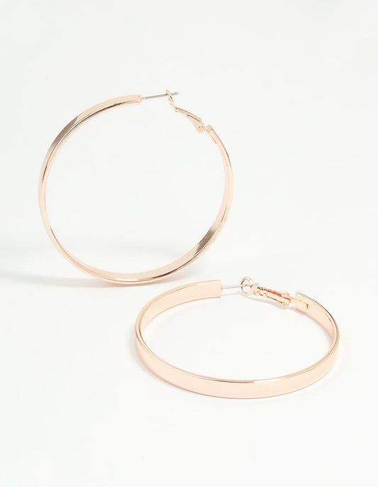Rose Gold Textured Hoop Earrings