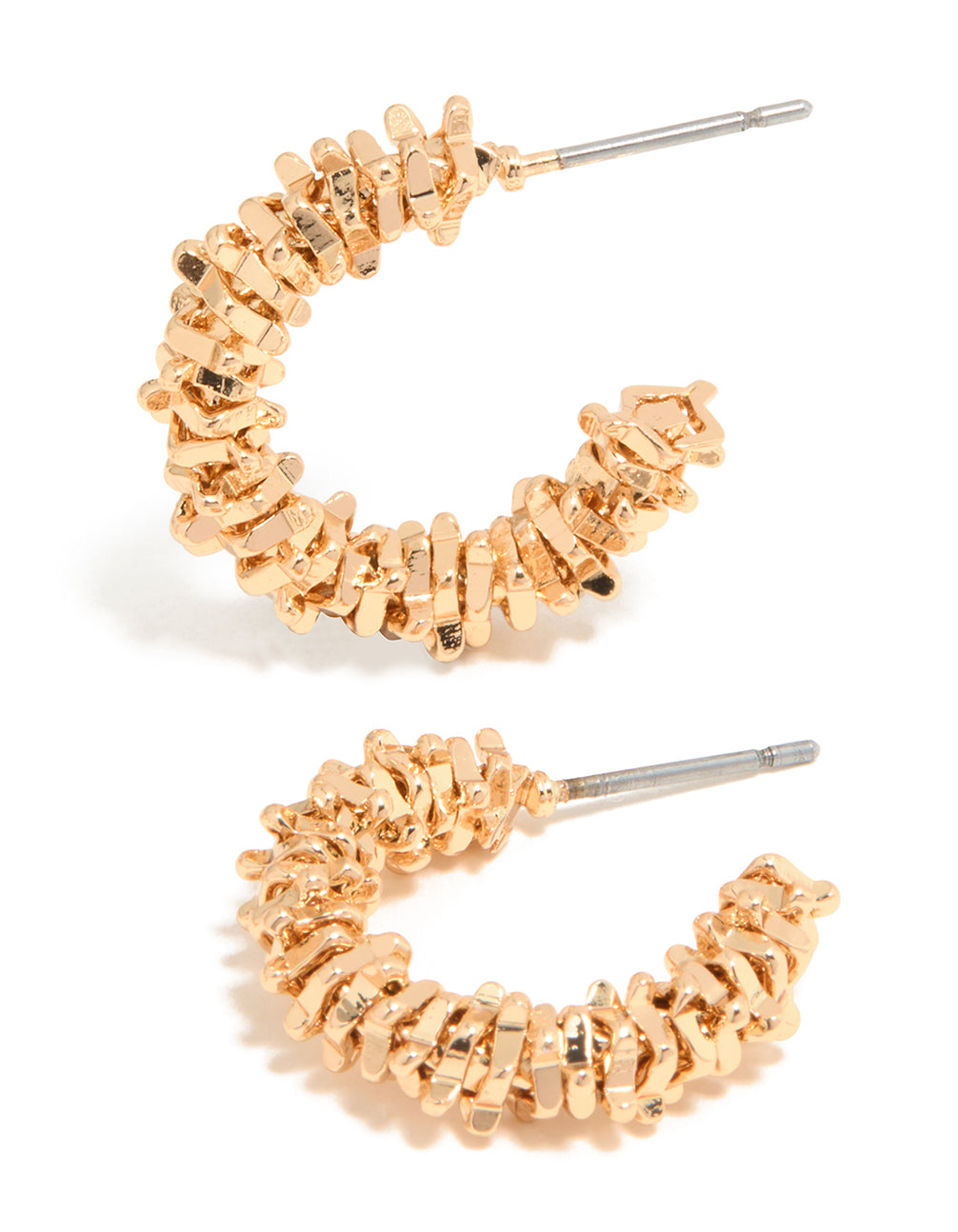 Gold Smooth & Molten Textured Hoop Earrings 2-Pack