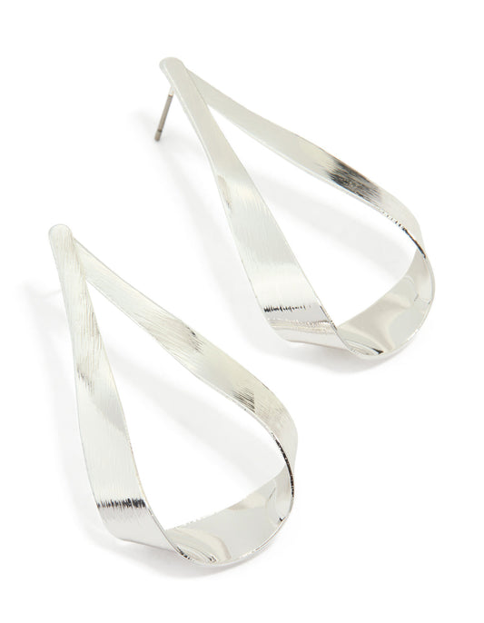 Silver Folded Drop Earrings