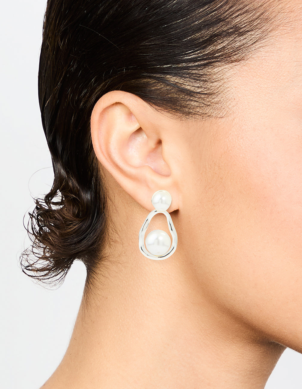 Silver Pearl Pear Drop Earrings