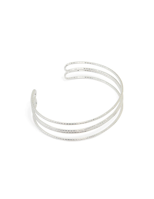 Silver Wire Textured Wire Wrist Cuff