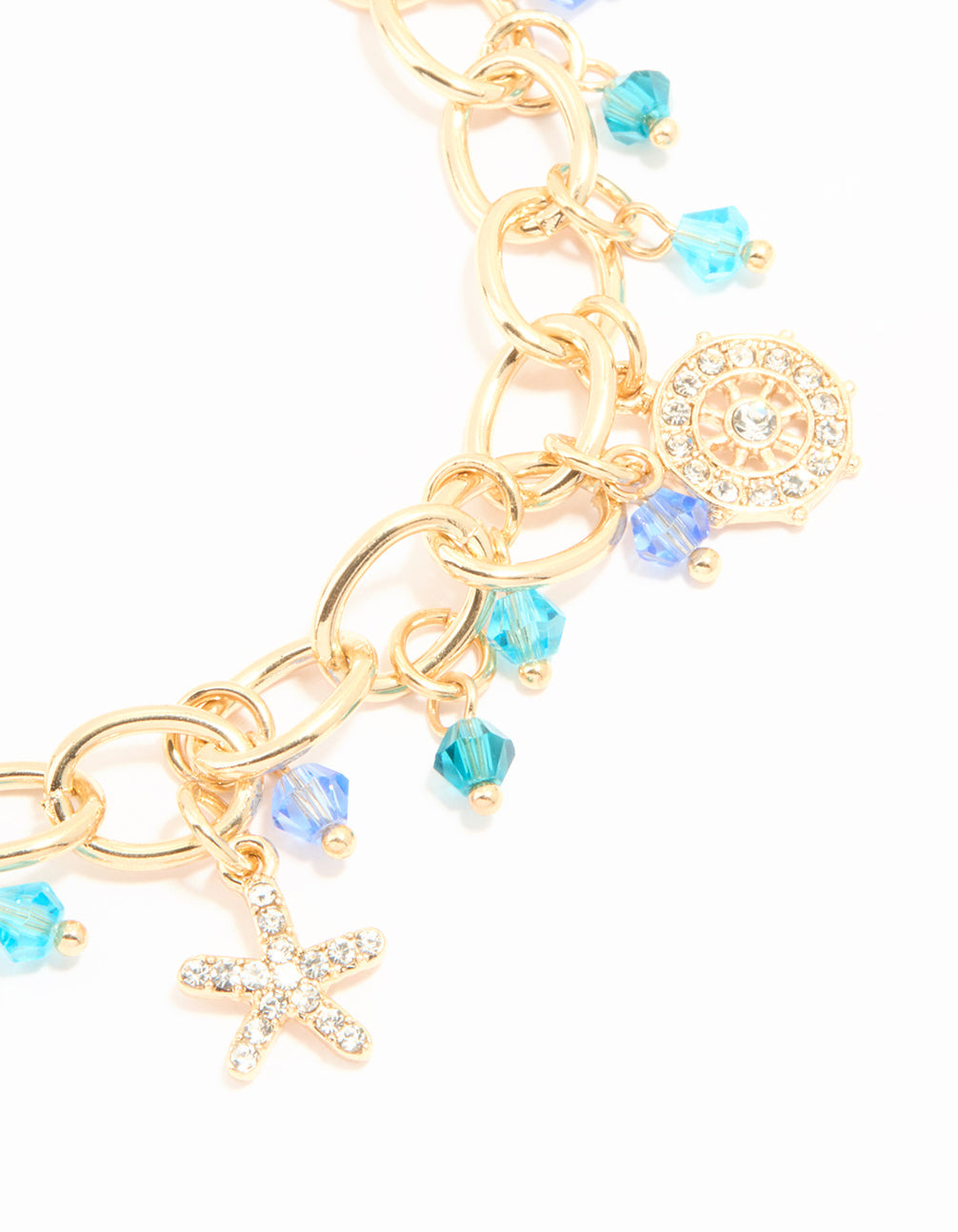 Gold Beaded Sea Charm Anklet