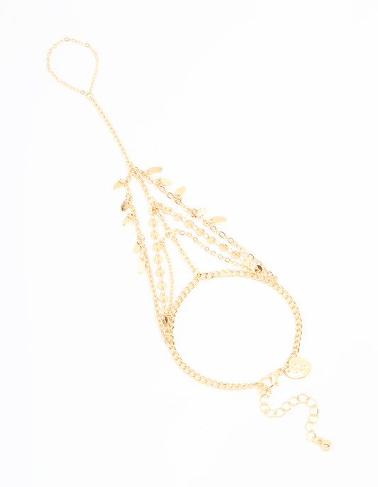 Gold Disc Layered Hand Chain