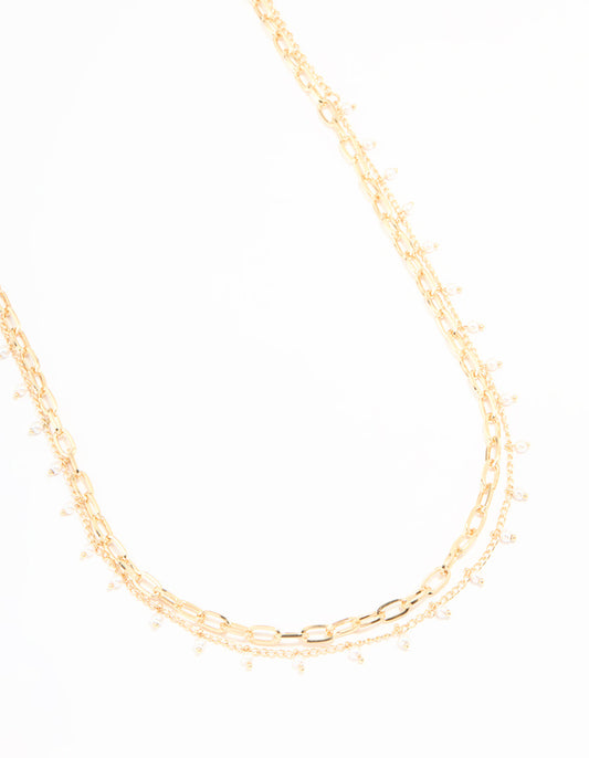 Gold Pearl & Chunky Chain Waist Chain