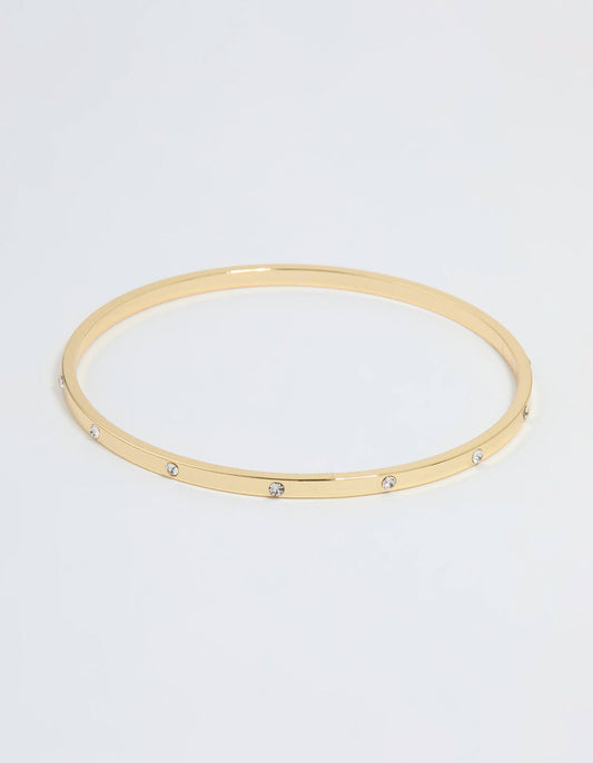 Gold Plated Diamante Inlay Bangle