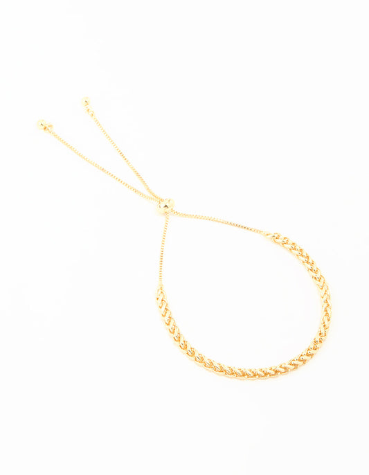 Gold Plated Weave Chain Toggle Bracelet