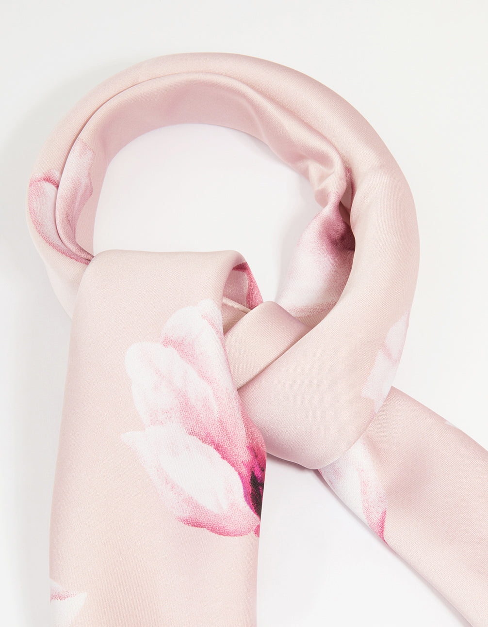 Pink Fabric Flower Border Scarf