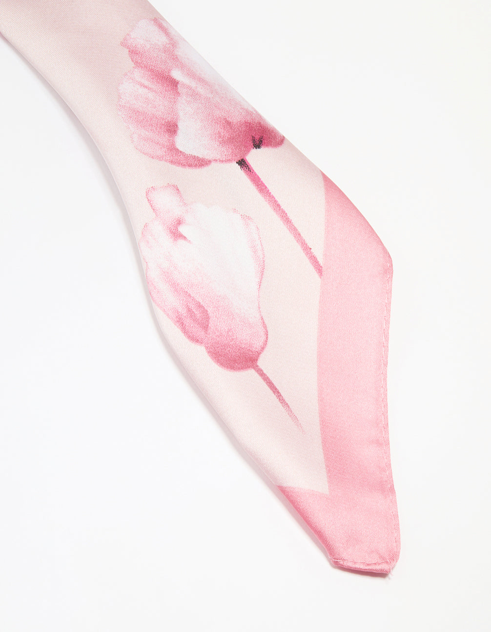 Pink Fabric Flower Border Scarf