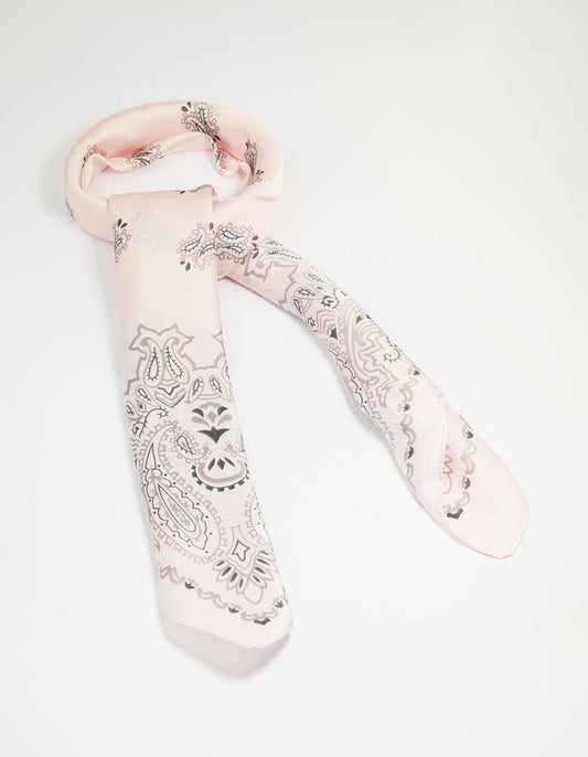 Pink & White Fabric Western Print Scarf