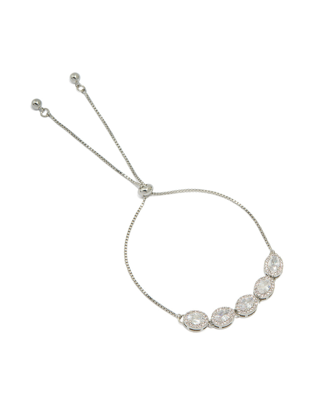Silver Cubic Zirconia Circle Toggle Bracelet