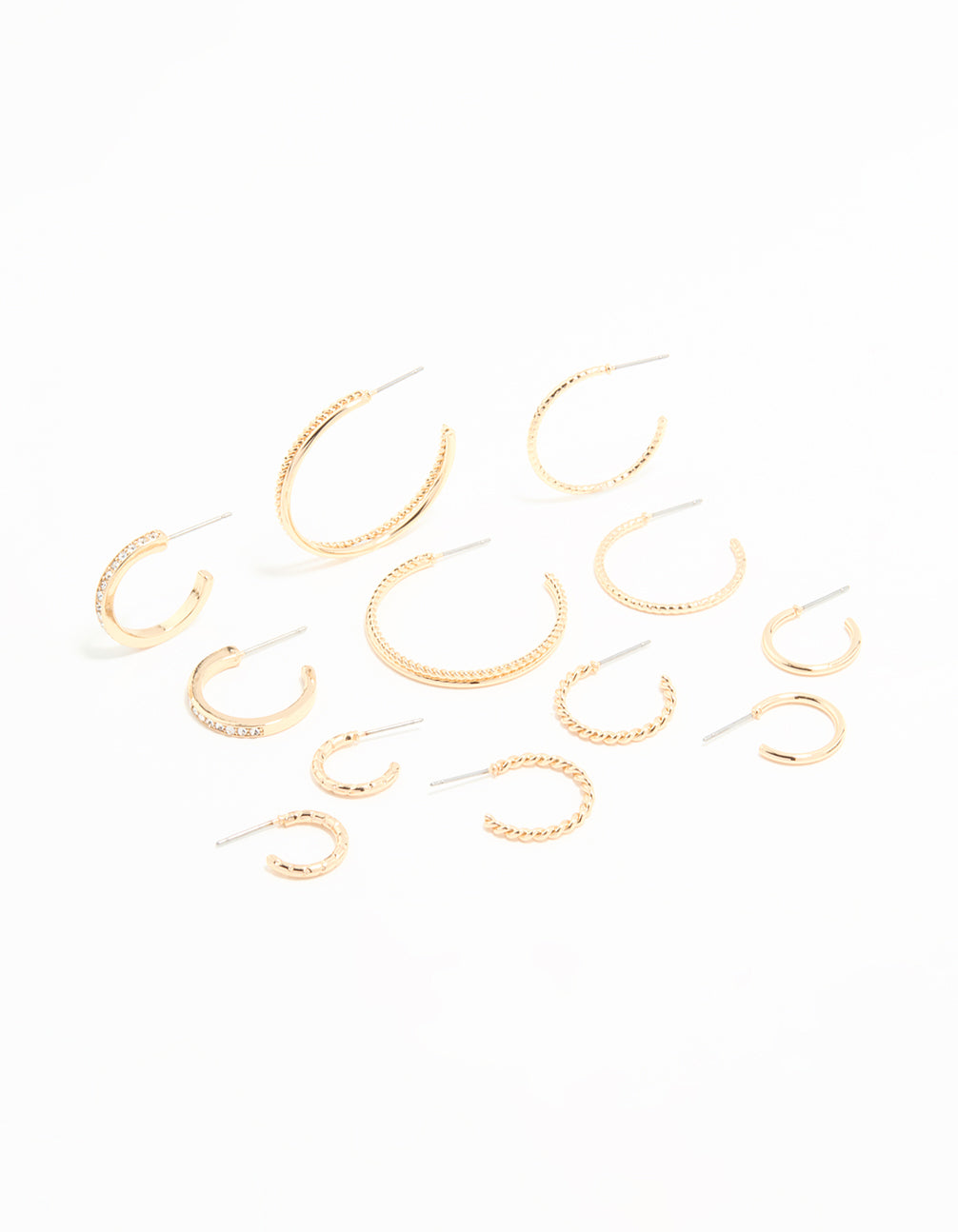 Gold Textured Hoop Earrings 6-Pack