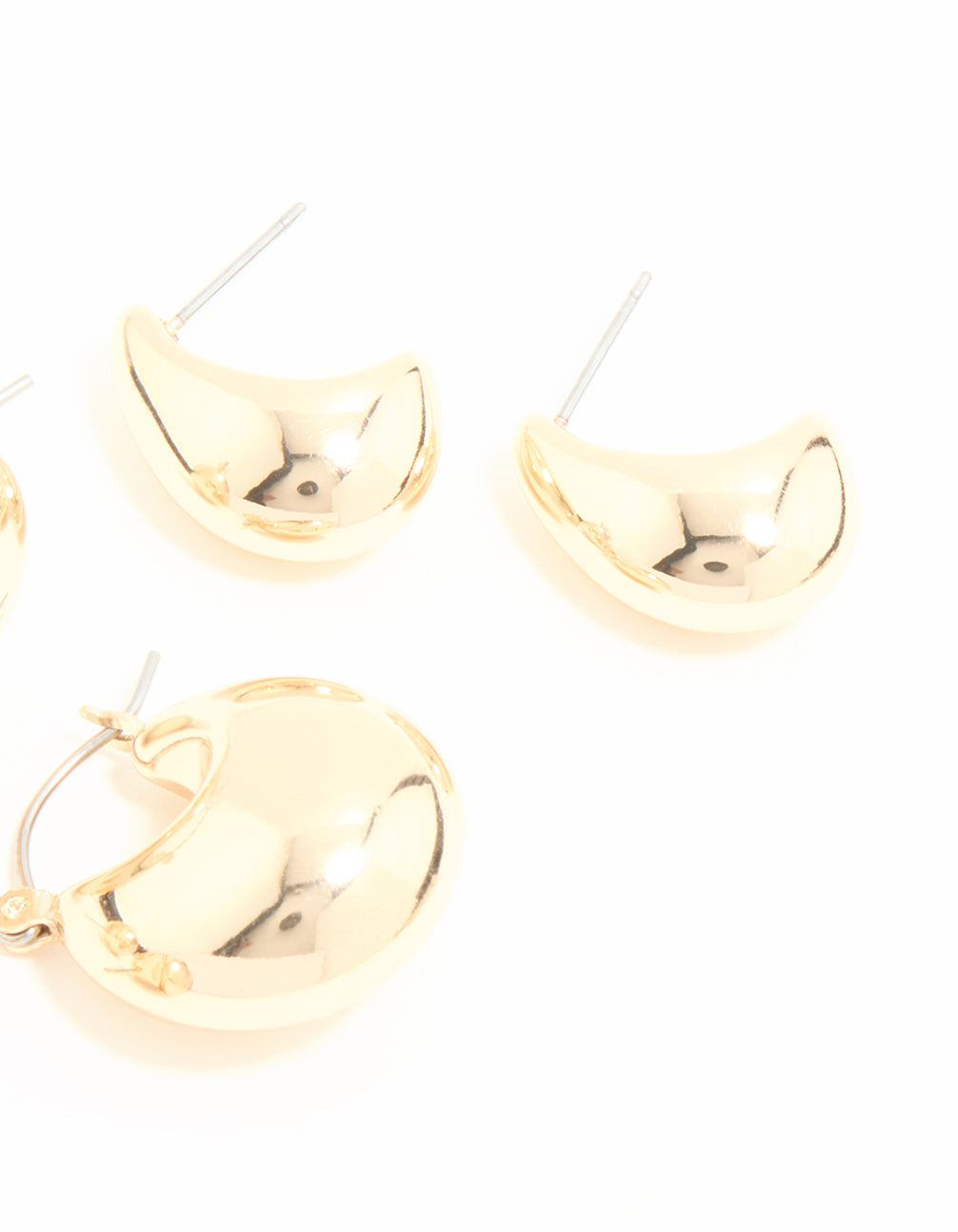 Gold Bubble Hoop & Stud Earrings 3-Pack