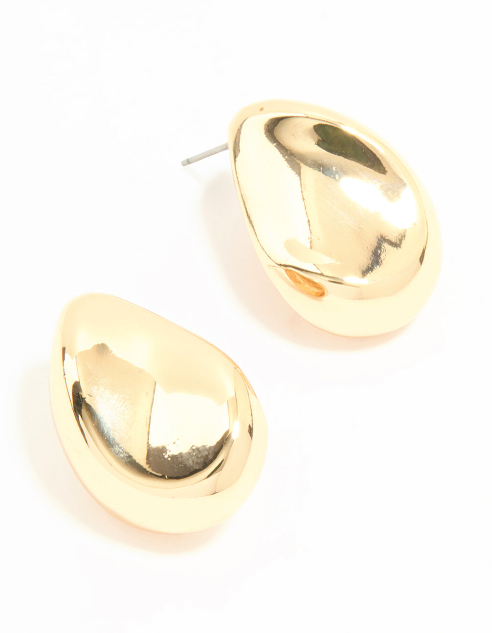 Gold Pear Shaped Stud Earrings
