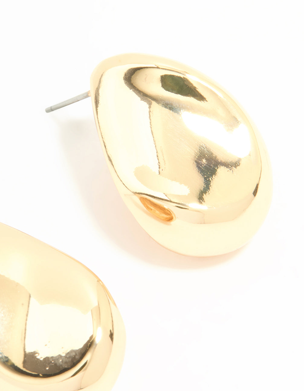 Gold Pear Shaped Stud Earrings