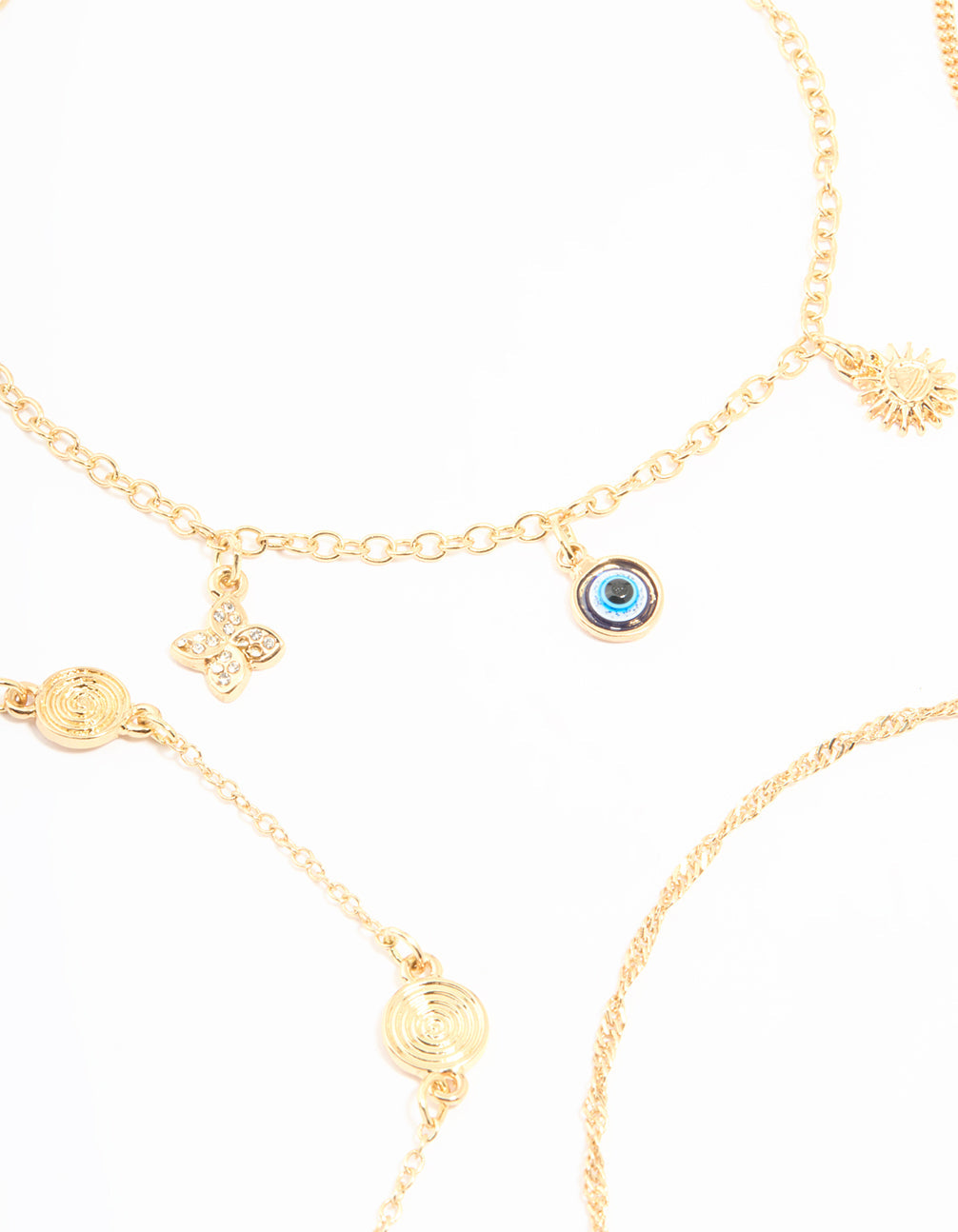 Gold Celestial Charm Choker Necklaces 5-Pack