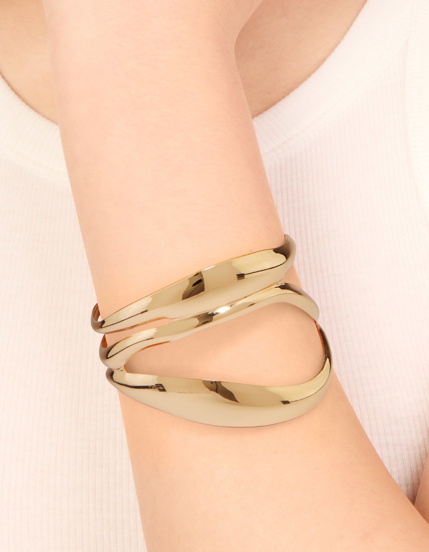 Gold Abstract Waves Wrist Cuff