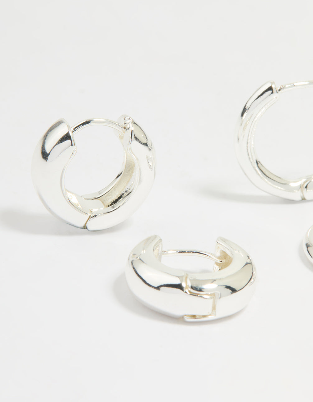 Silver Plated Brass Small & Medium Huggie Earrings 2-Pack