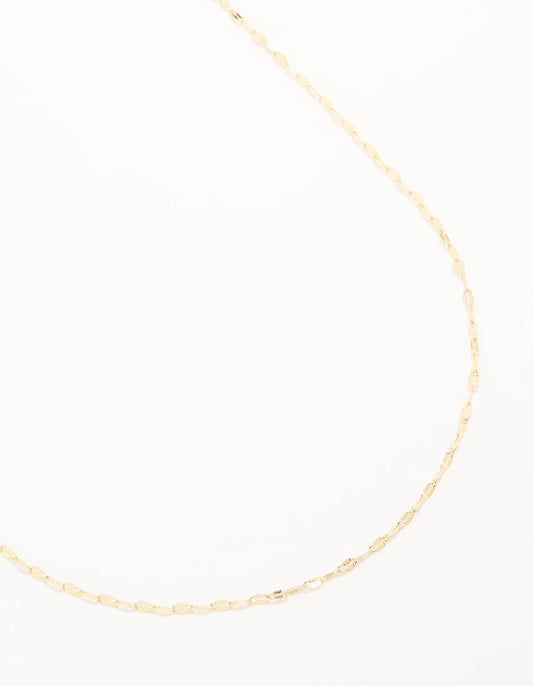 Gold Plated Brass Detailed Chain Necklace