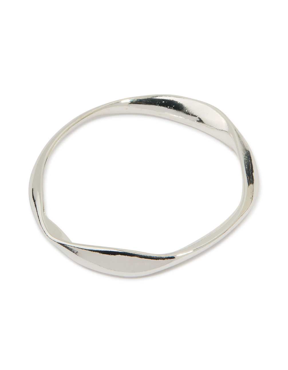Silver Plated Brass Statement Wavy Bangle