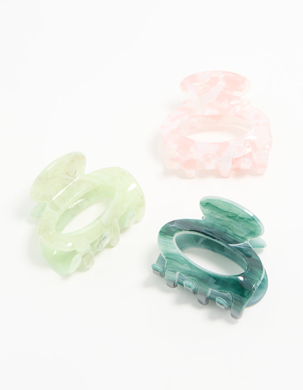 Green & Pink Acrylic Oval Claw Clips 3-Pack