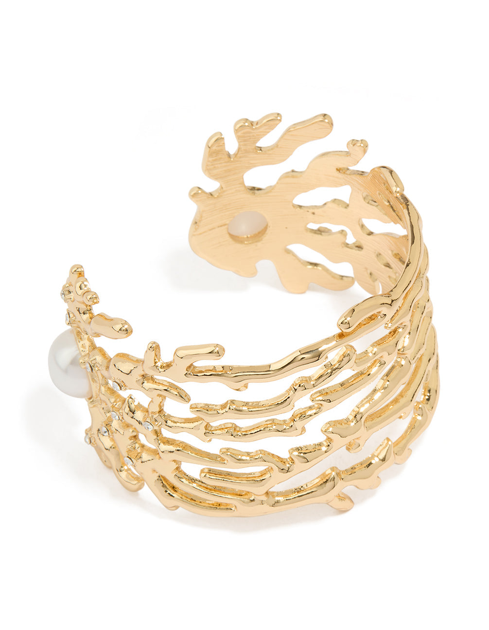 Gold Pearl Coral Wrist Cuff