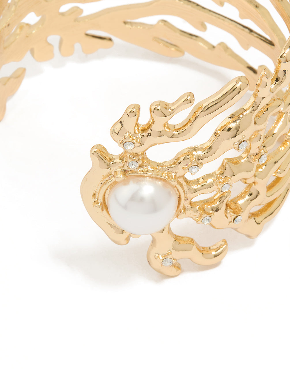 Gold Pearl Coral Wrist Cuff